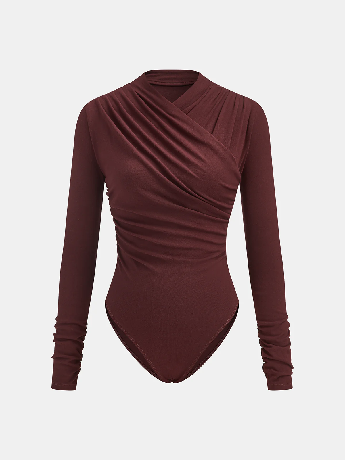 Ruched Cross-Front Long Sleeve Bodysuit - Image 2