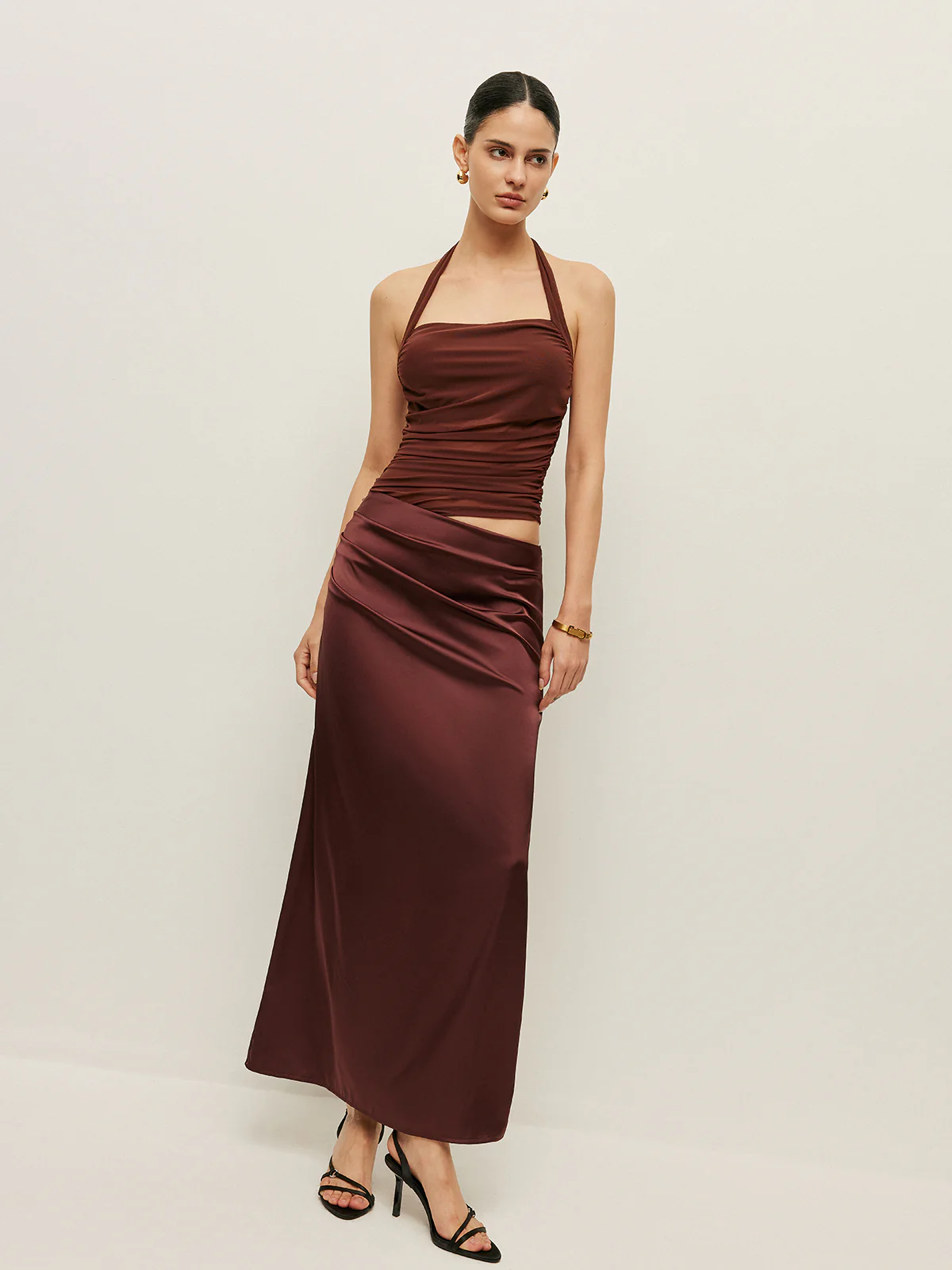 Ruched Halter Neck Cut-Out Detail Dress - Image 5