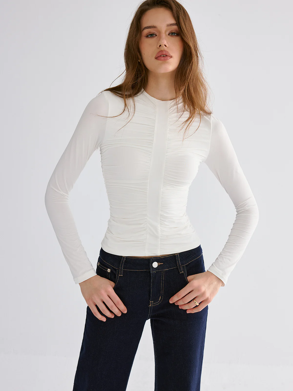 Ruched Long Sleeve Top - Image 2