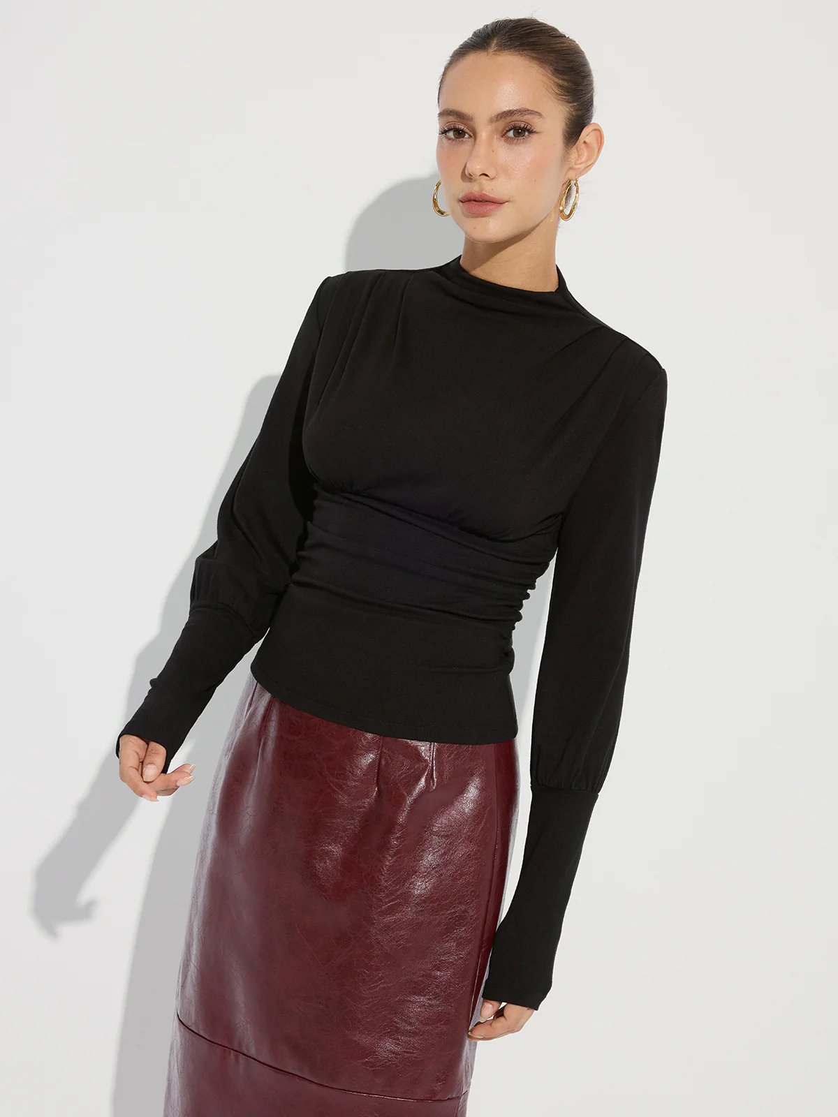 Ruched Mock Neck Top - Image 4