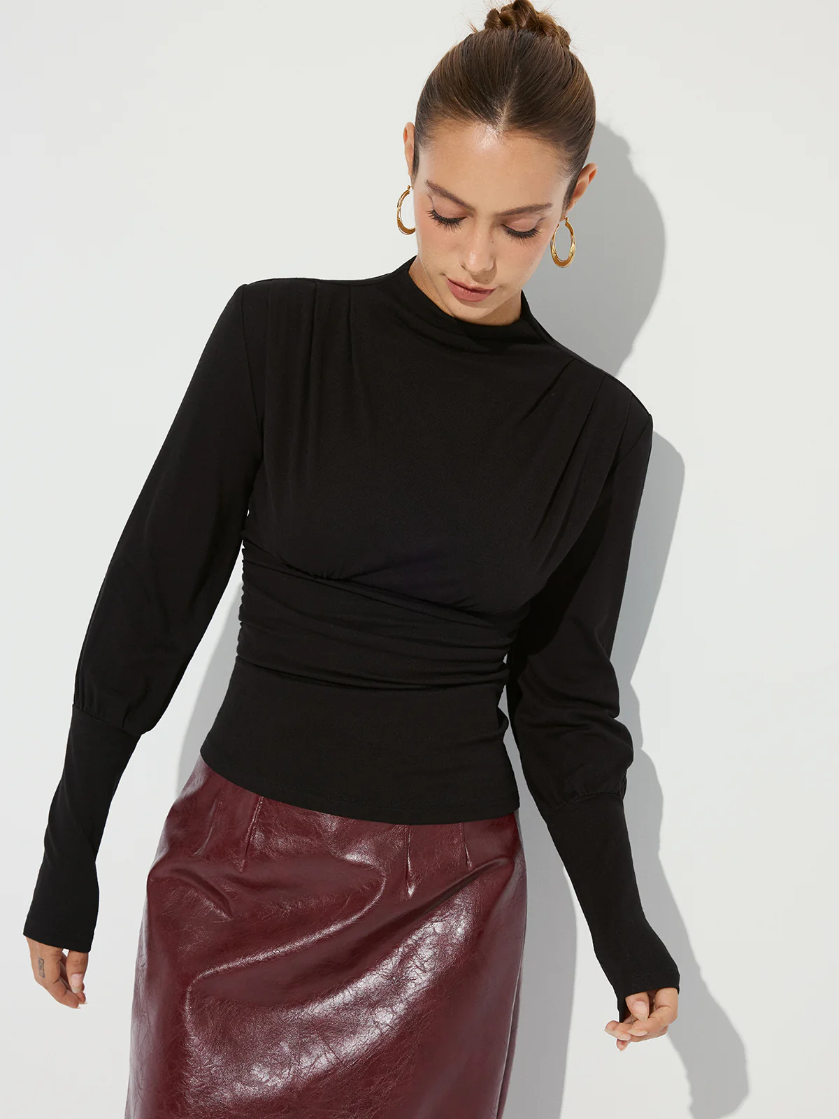 Ruched Mock Neck Top - Image 5