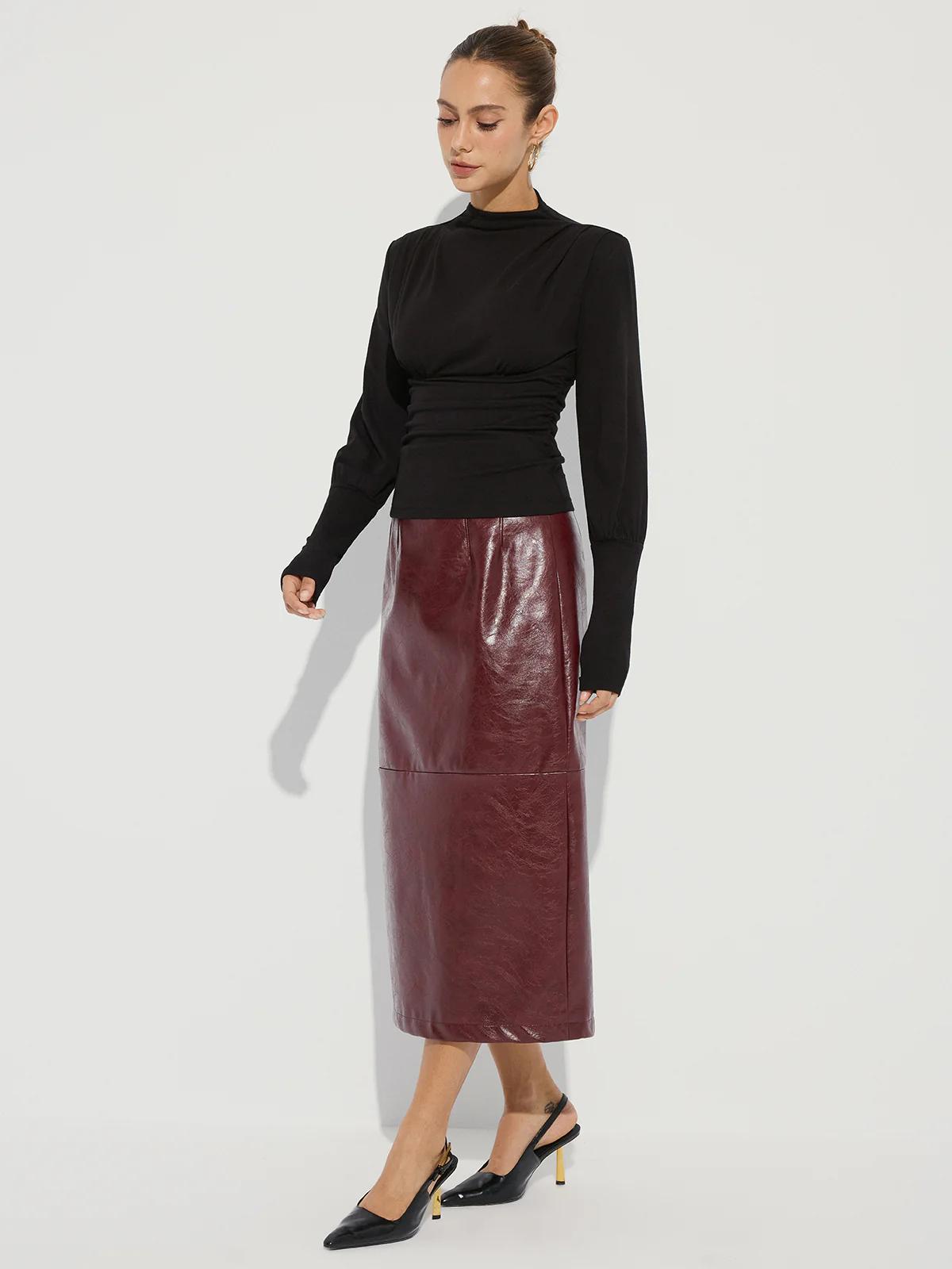 Ruched Mock Neck Top - Image 7