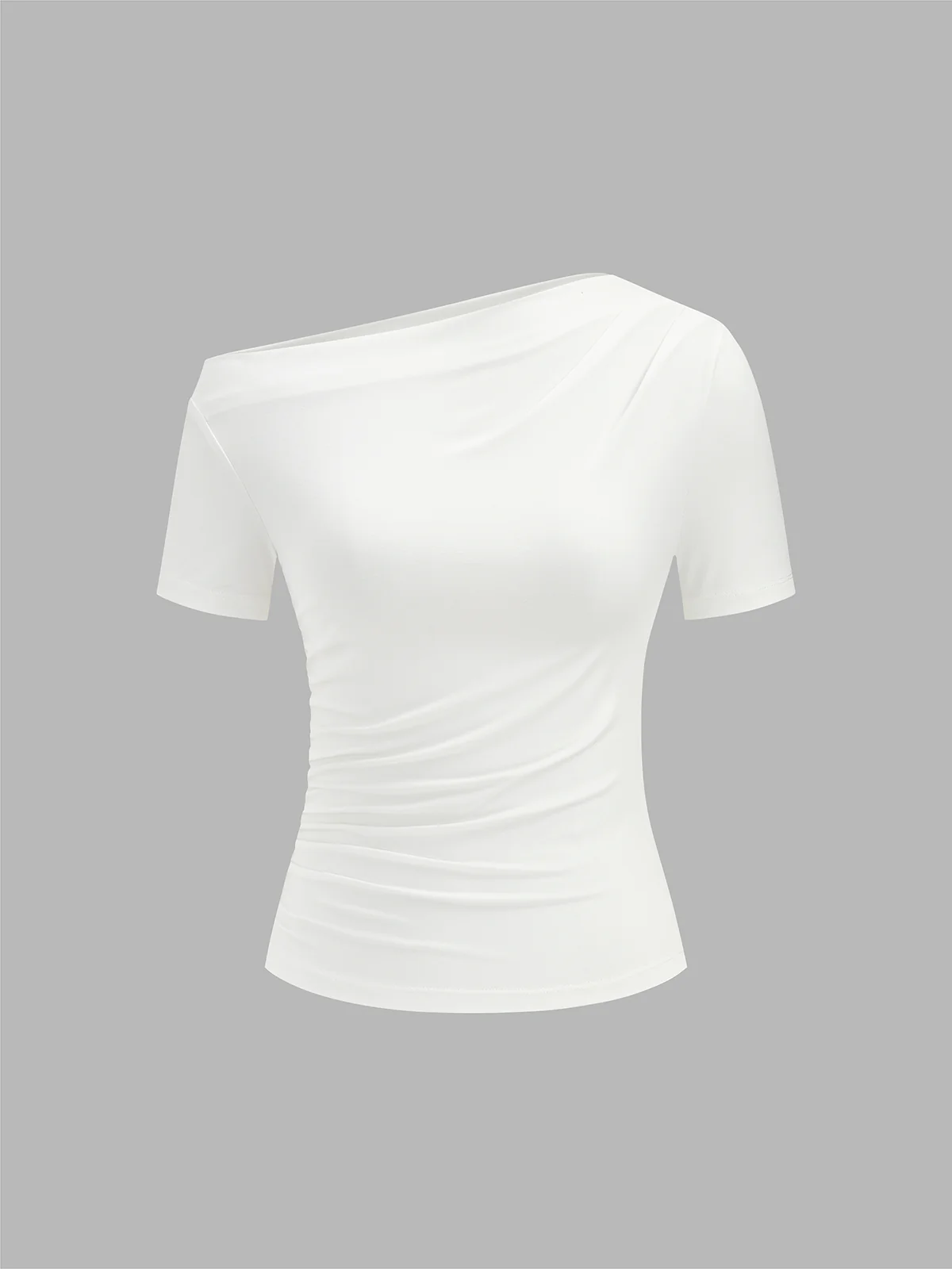Ruched Off Shoulder Slim Short Sleeve Top - Image 2
