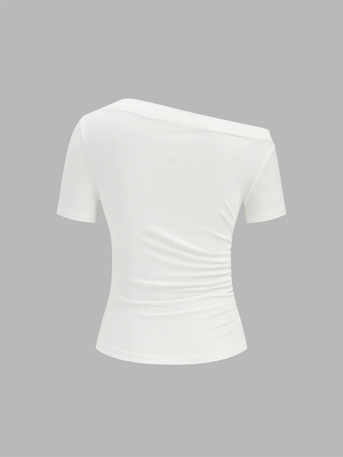 Ruched Off Shoulder Slim Short Sleeve Top - Image 3