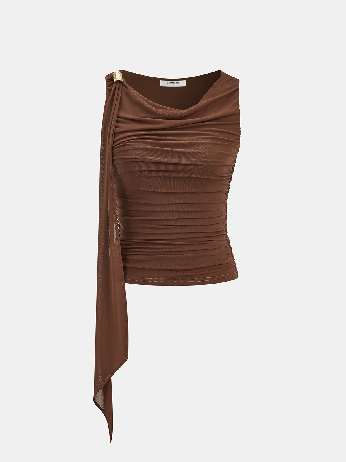 Ruched Off-shoulder Top with Metal Decor - Image 3