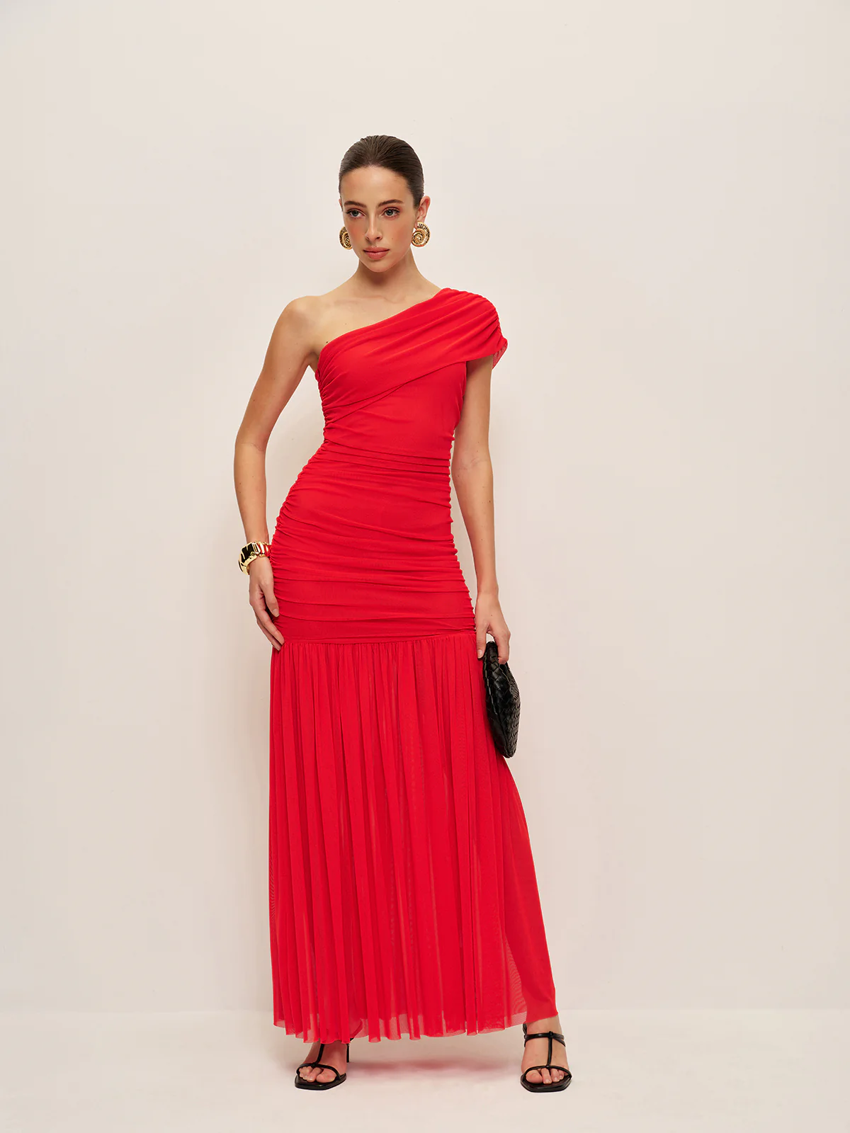 Ruched One-Shoulder Split Dress - Image 3
