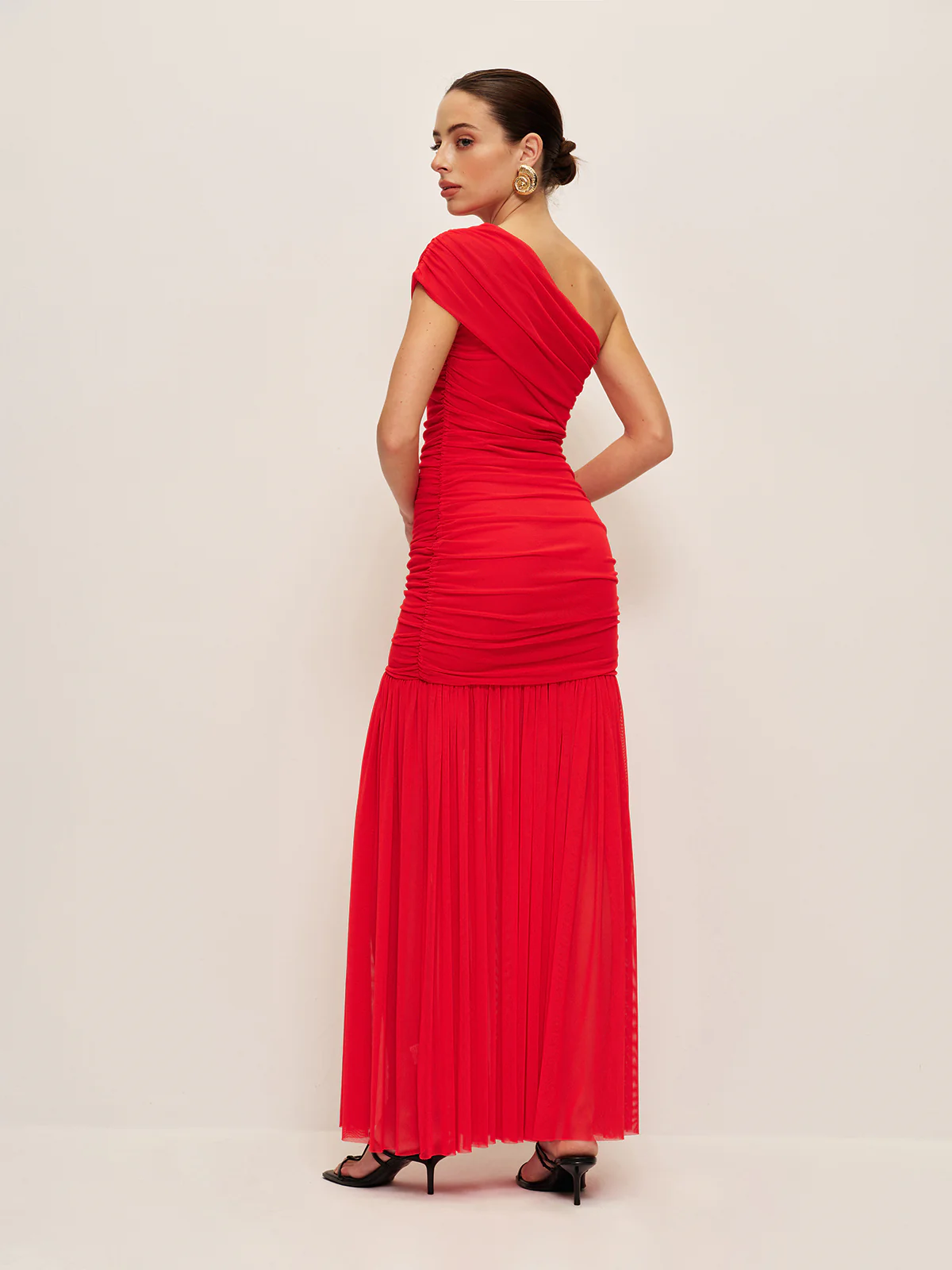 Ruched One-Shoulder Split Dress - Image 7