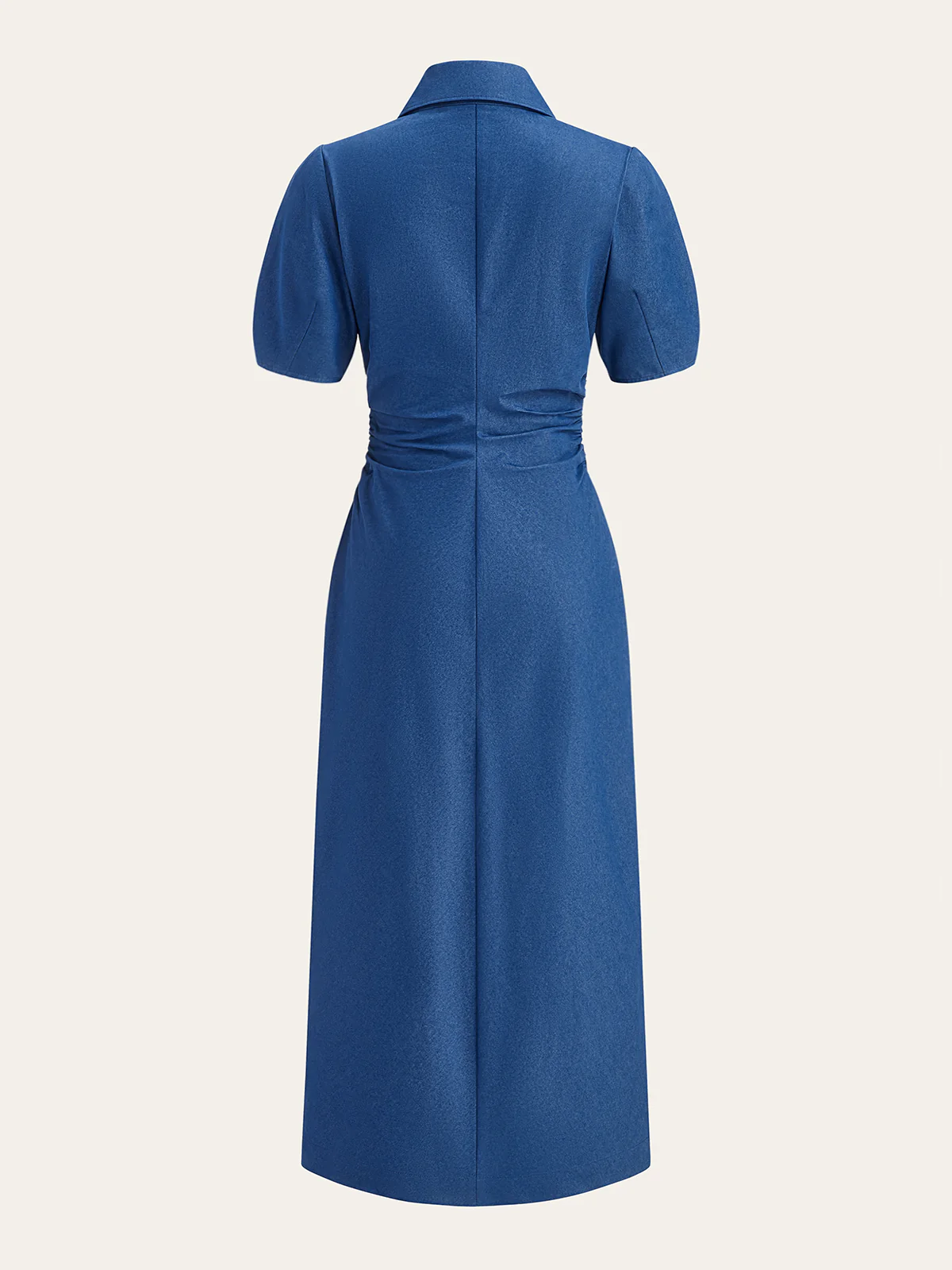 Ruched Polo-Collar Button-Front Midi Dress - Image 3