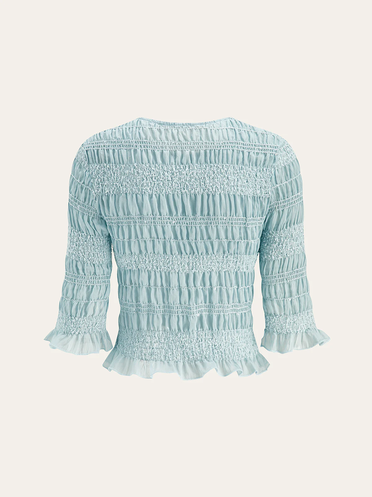 Ruched Ruffle Trim Blouse - Image 3