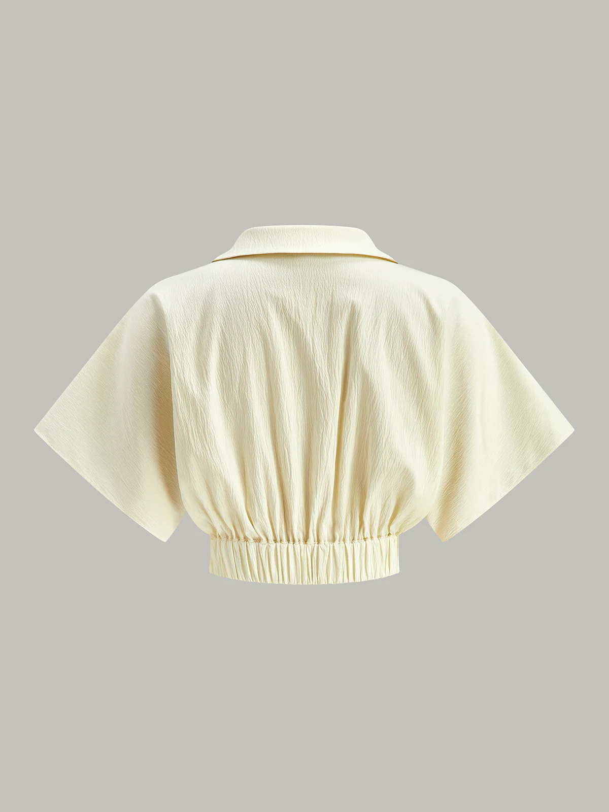 Ruched Short Sleeve Collared Top - Image 2