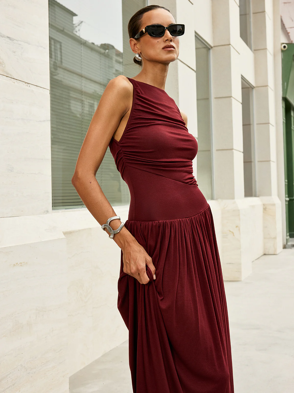 Ruched Sleeveless Maxi Dress - Image 4