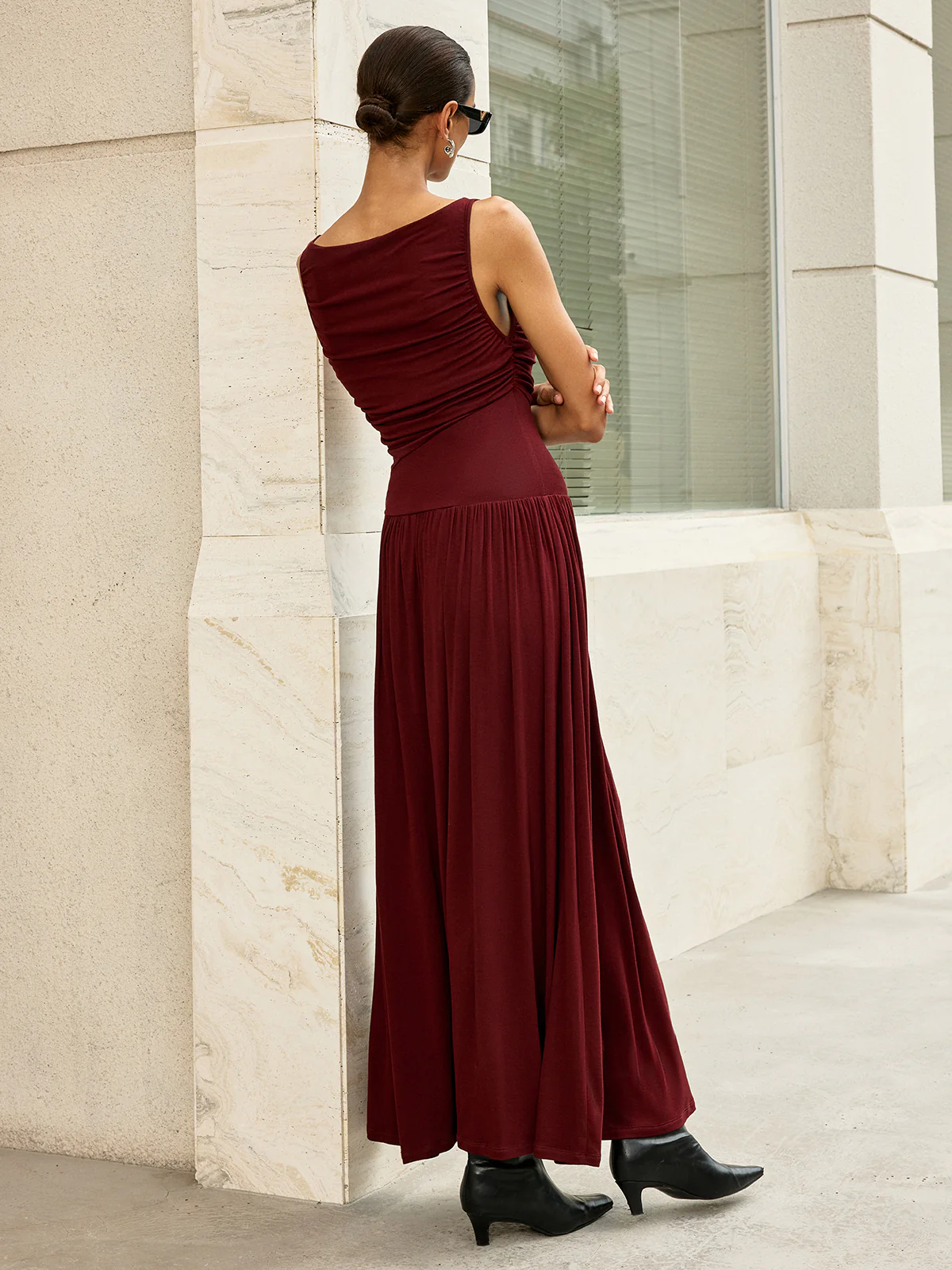 Ruched Sleeveless Maxi Dress - Image 6