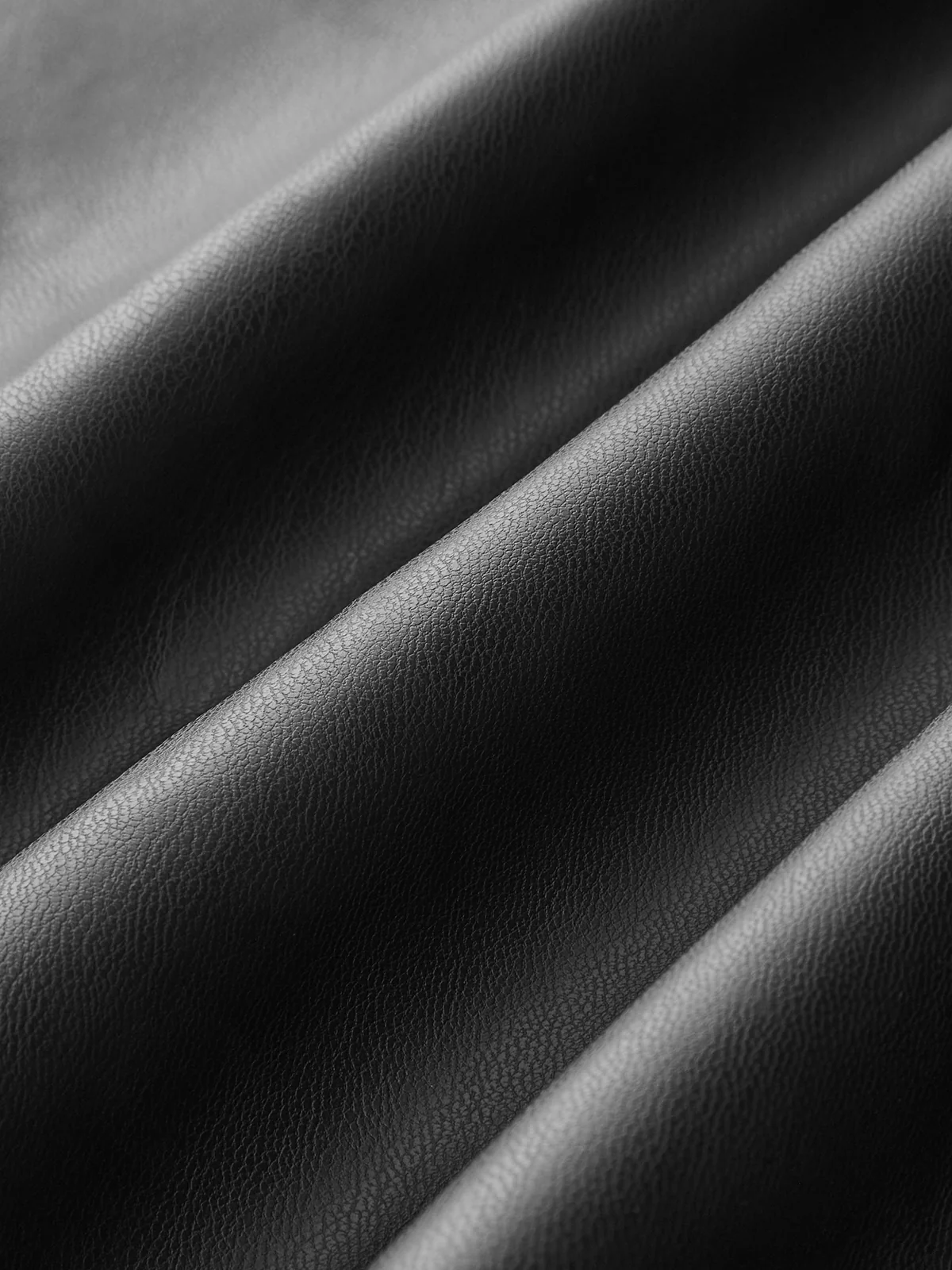 Ruched Slit PU Leather Midi Skirt - Image 4