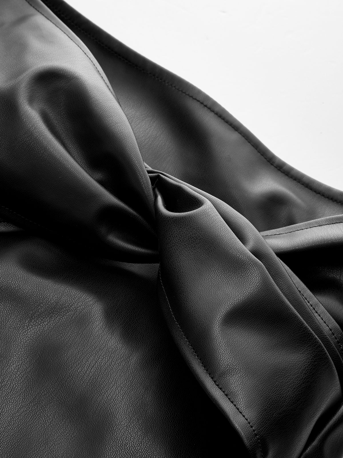 Ruched Twisted Faux Leather Skirt - Image 4