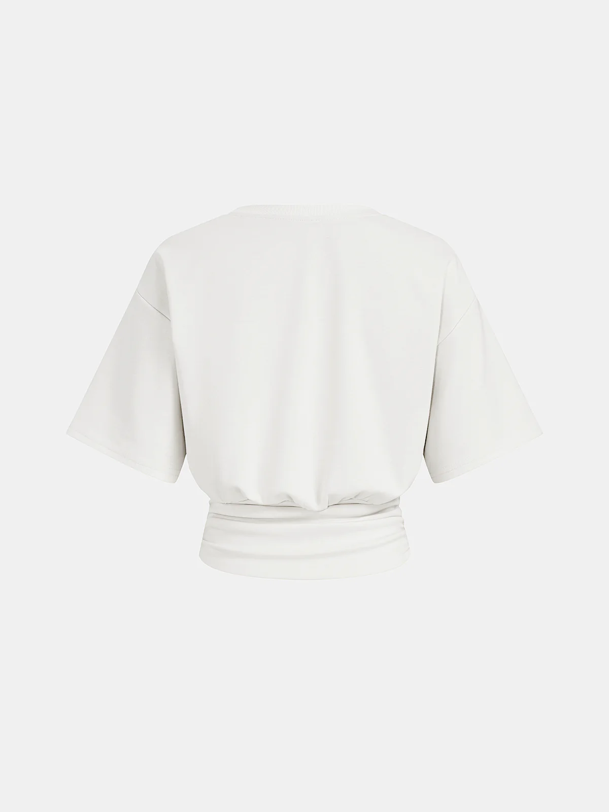 Ruched Waist Cropped Short Sleeve Top - Image 2