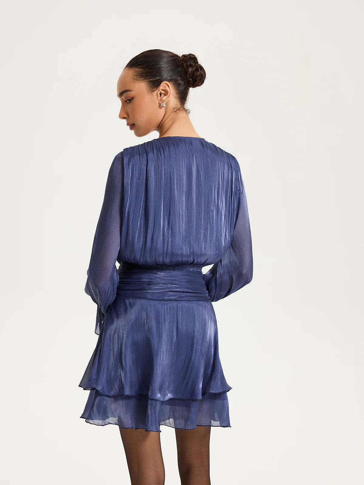 Ruched Waist Ruffle Mini Dress - Image 6