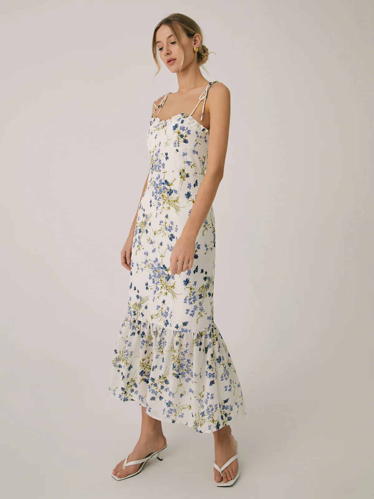 Ruffle Floral Print Cami Long Dress - Image 3