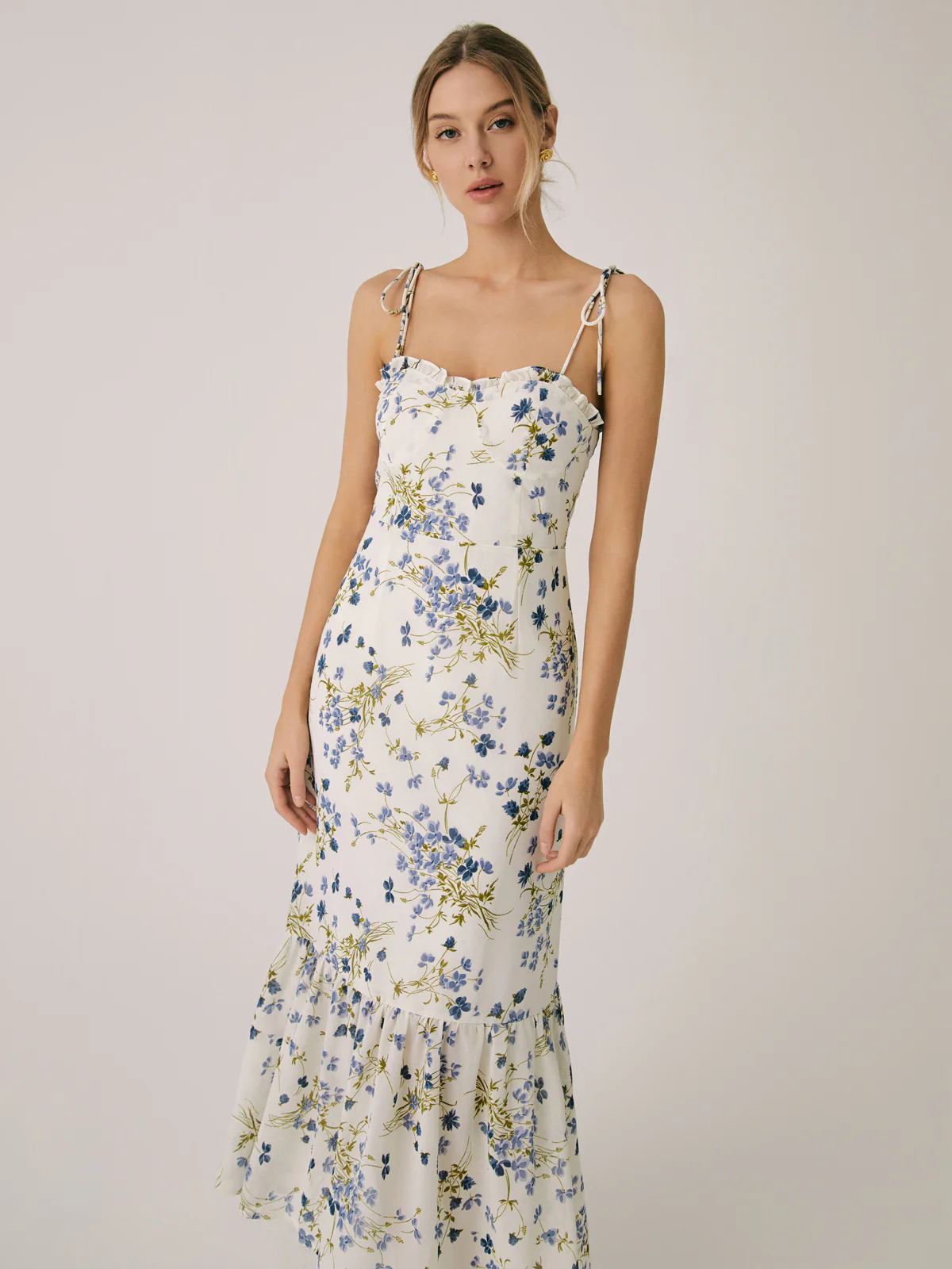 Ruffle Floral Print Cami Long Dress - Image 4