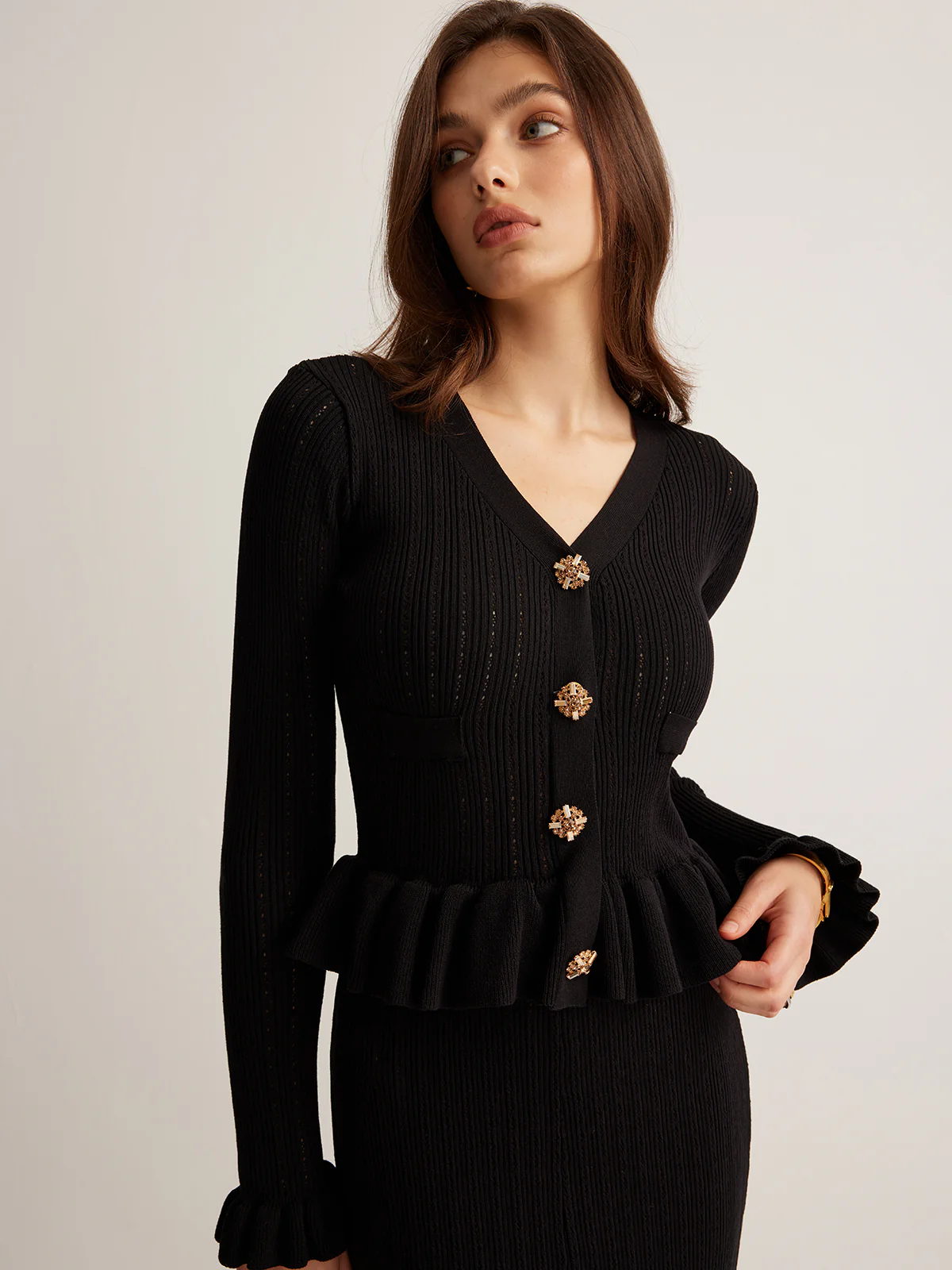 Ruffle Slim Sweater Dress - Image 3