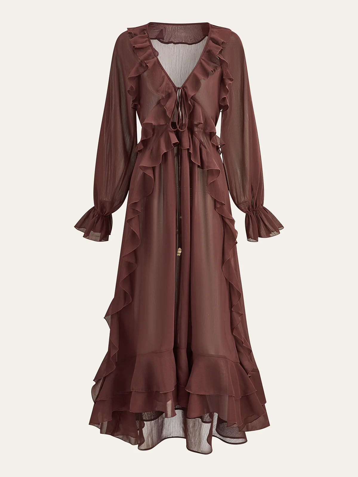 Ruffled Chiffon Maxi Dress Set with Cami Dress Liner - Image 7