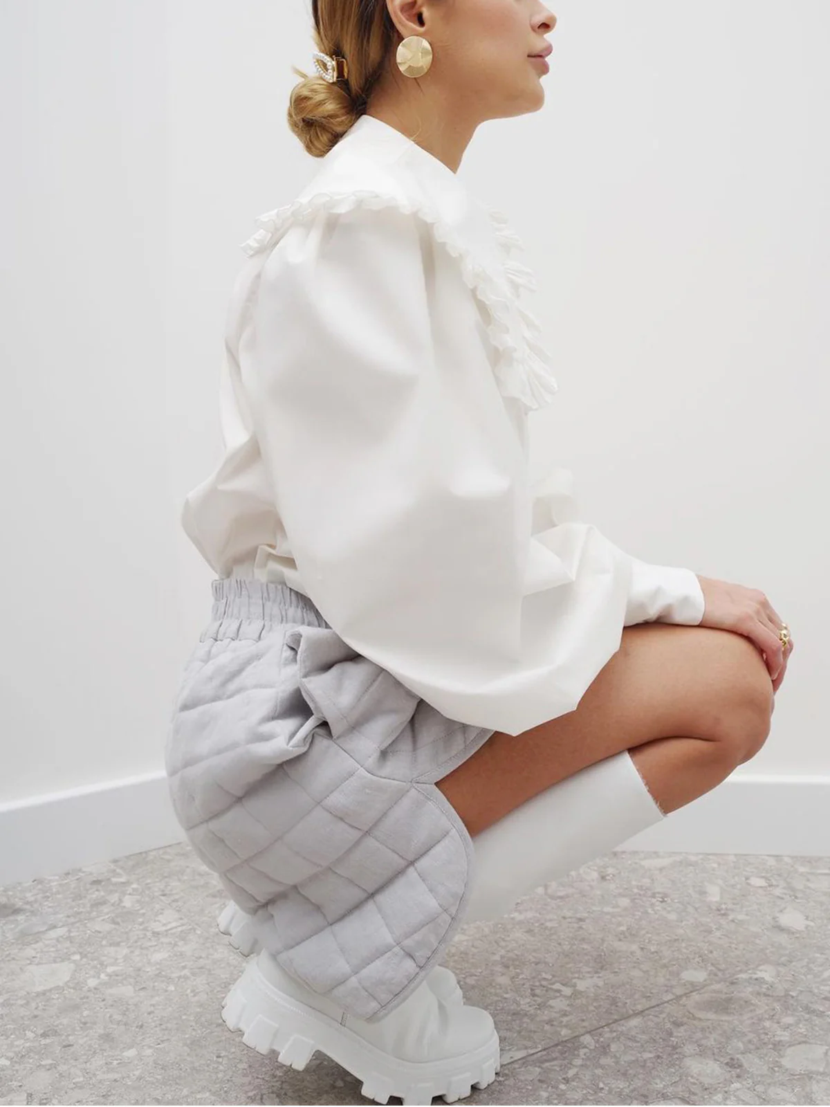 Ruffled Collar Long Sleeve Shirt - Image 3