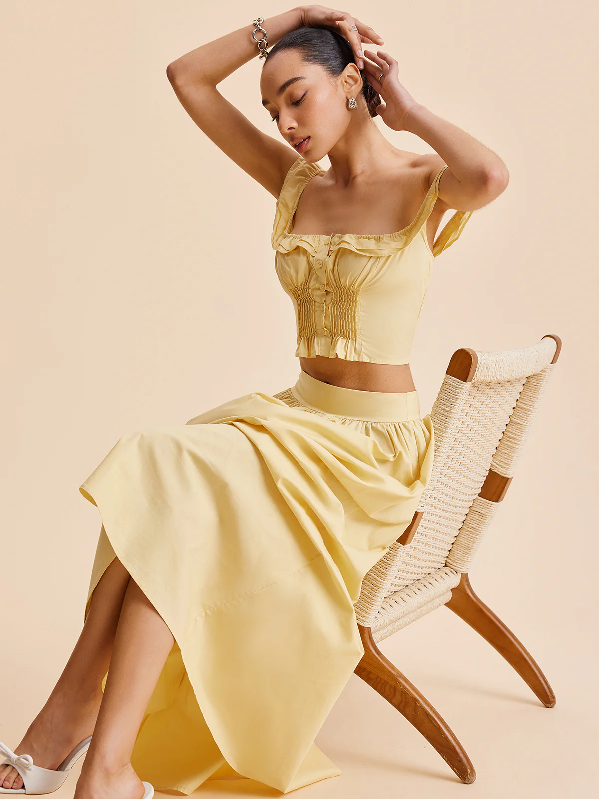 Ruffled Crop Top Skirt Set - Image 2
