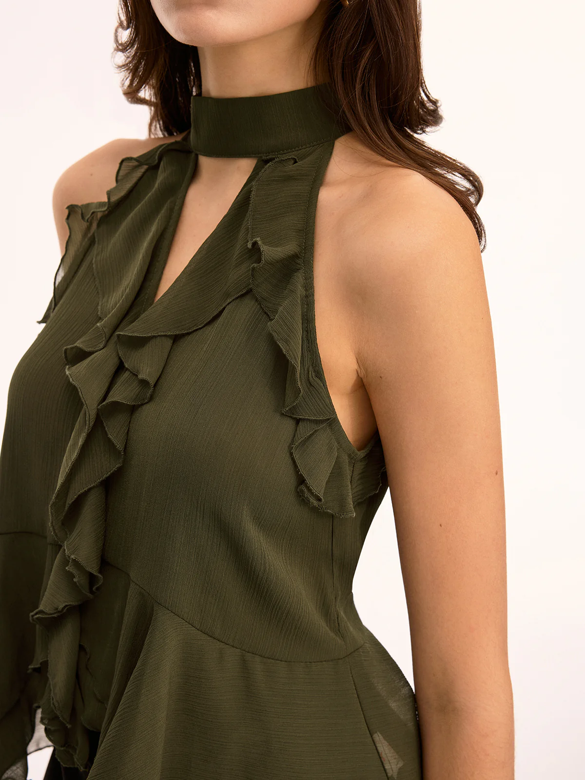 Ruffled Halter Peplum Chiffon Top - Image 4