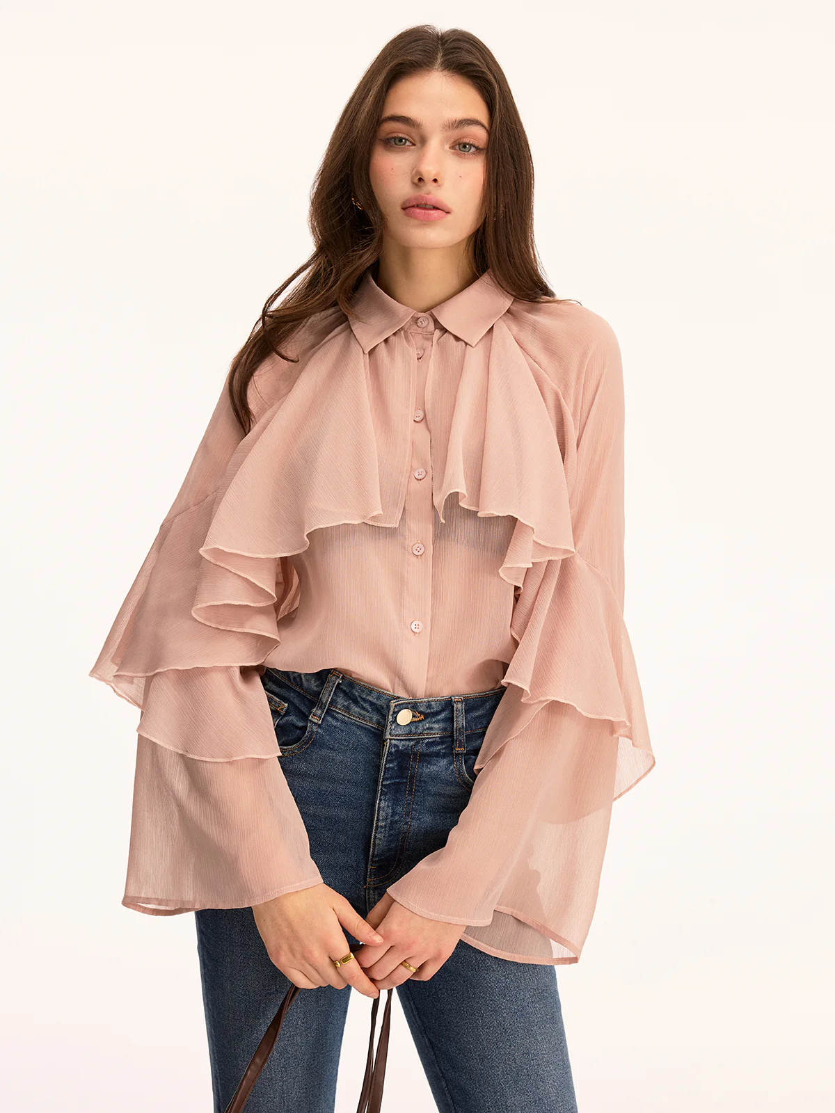 Ruffled Layered Long Sleeve Blouse - Image 4