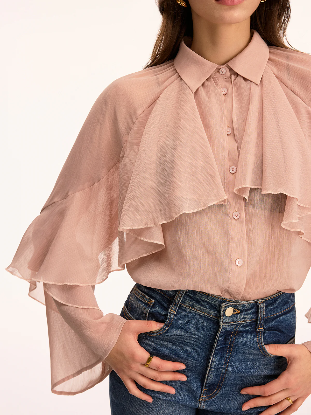 Ruffled Layered Long Sleeve Blouse - Image 5