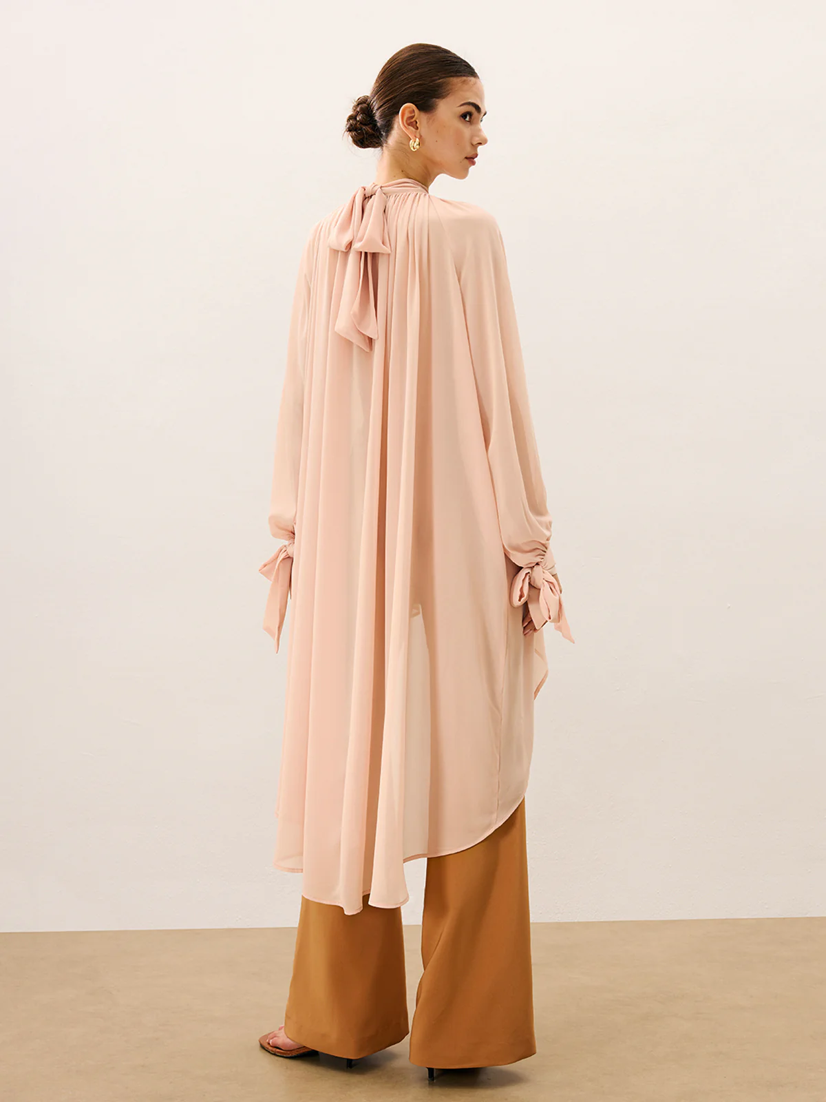 Ruffled Oversized Semi-Sheer Chiffon Blouse - Image 2