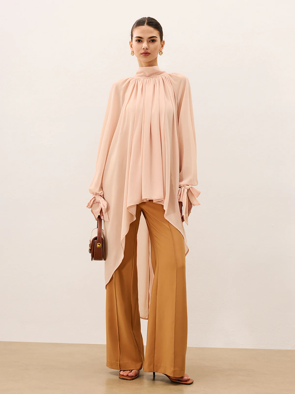 Ruffled Oversized Semi-Sheer Chiffon Blouse - Image 4