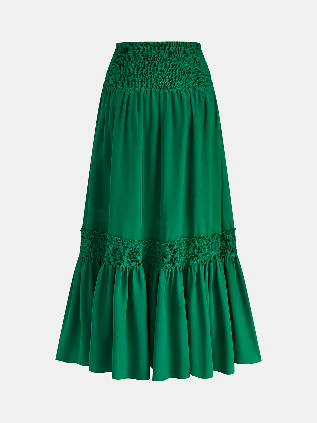 Ruffled Pleated Blouse & Smocked Tiered Skirt Set - Image 5