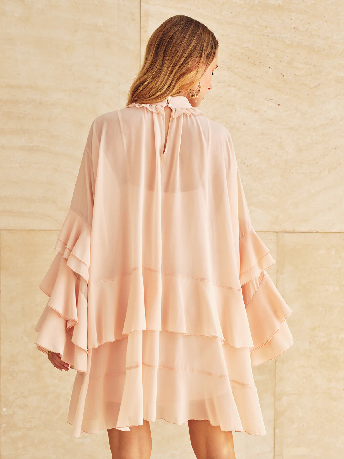 Ruffled Tiered Loose Chiffon Mini Dress - Image 5
