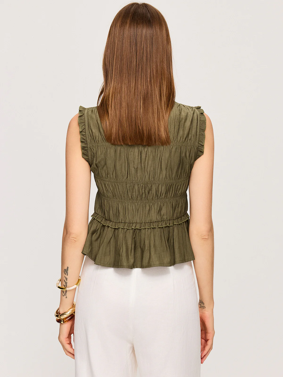 Ruffled V-Neck Peplum Top - Image 3