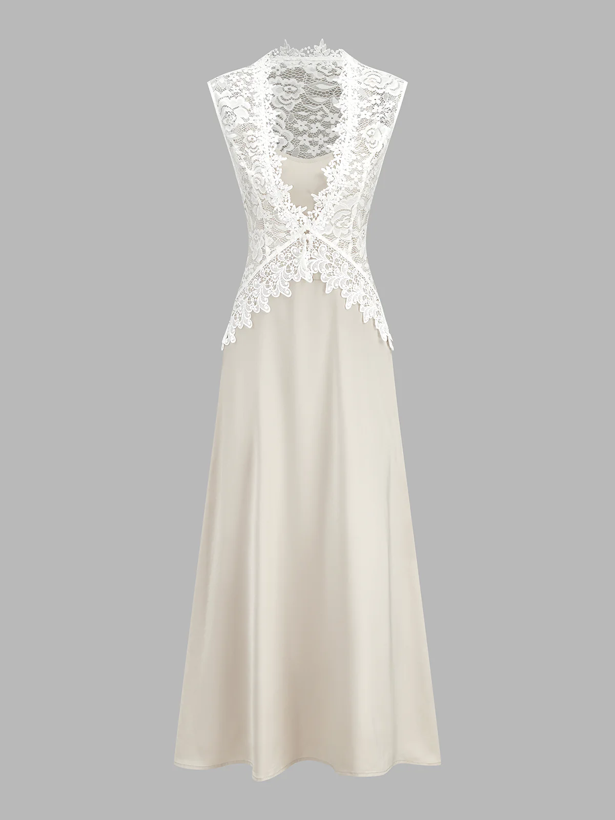 Satin Cami Dress & Lace Vest Two-Piece Set - Image 2