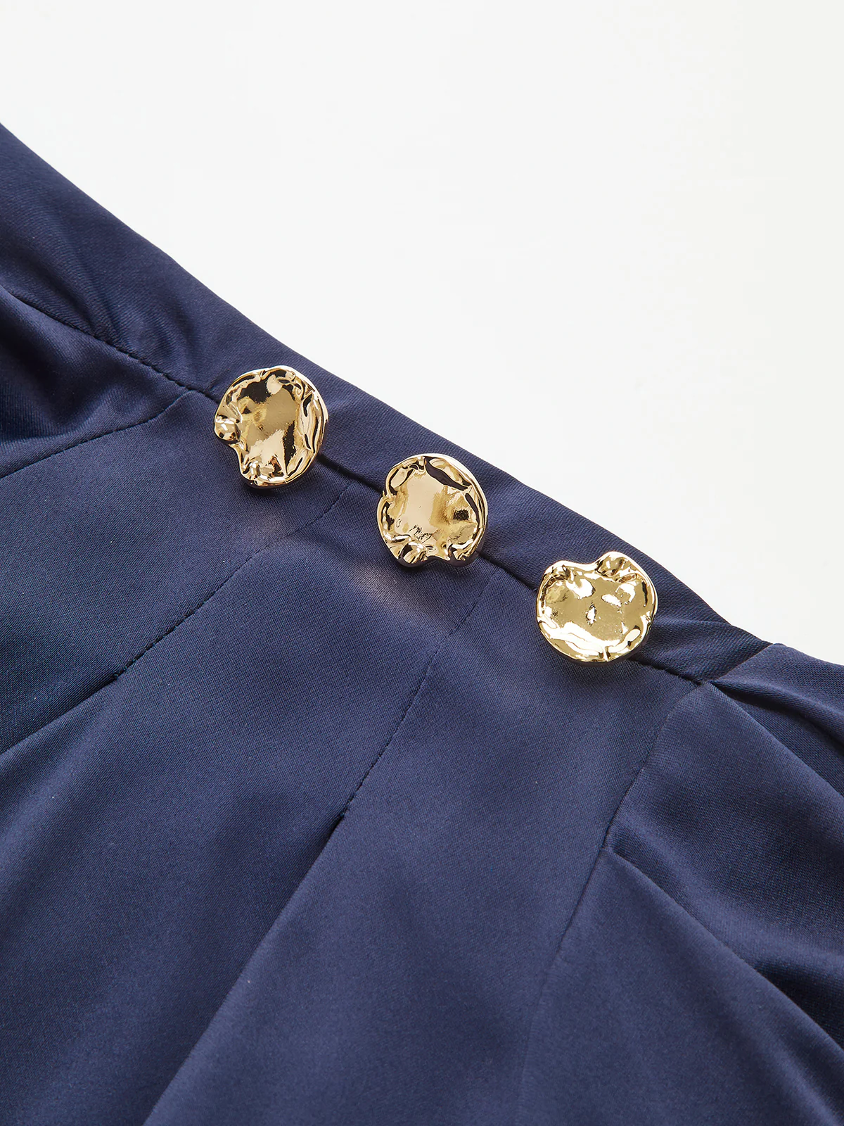 Satin Cinched-Waist Blouse with Metal Decor - Image 3