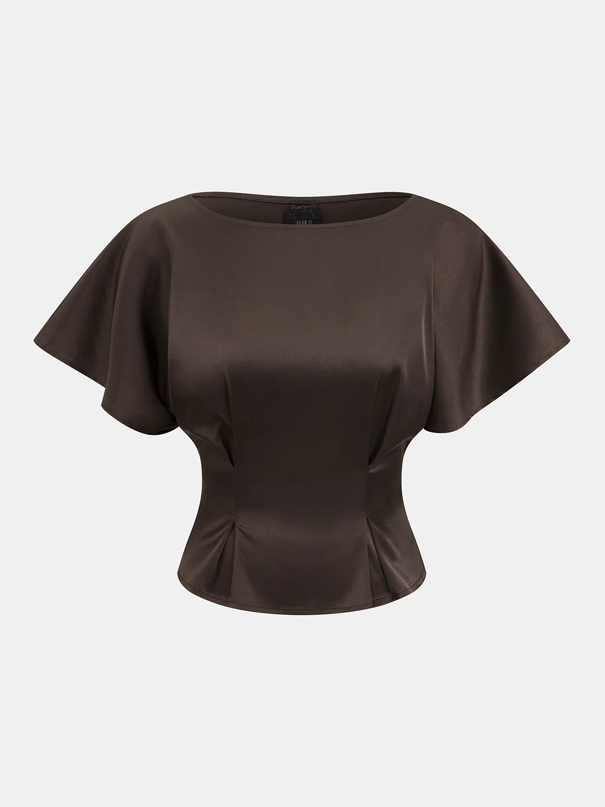 Satin Cinched-Waist Top & Lace-Trim Skirt Set - Image 2