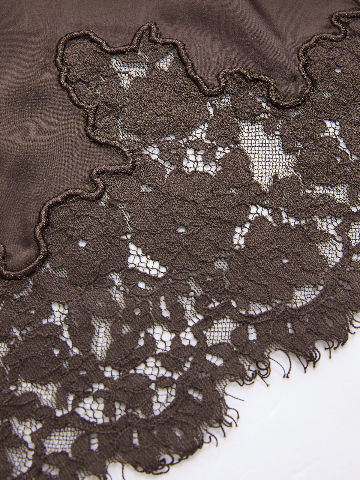 Satin Cinched-Waist Top & Lace-Trim Skirt Set - Image 7