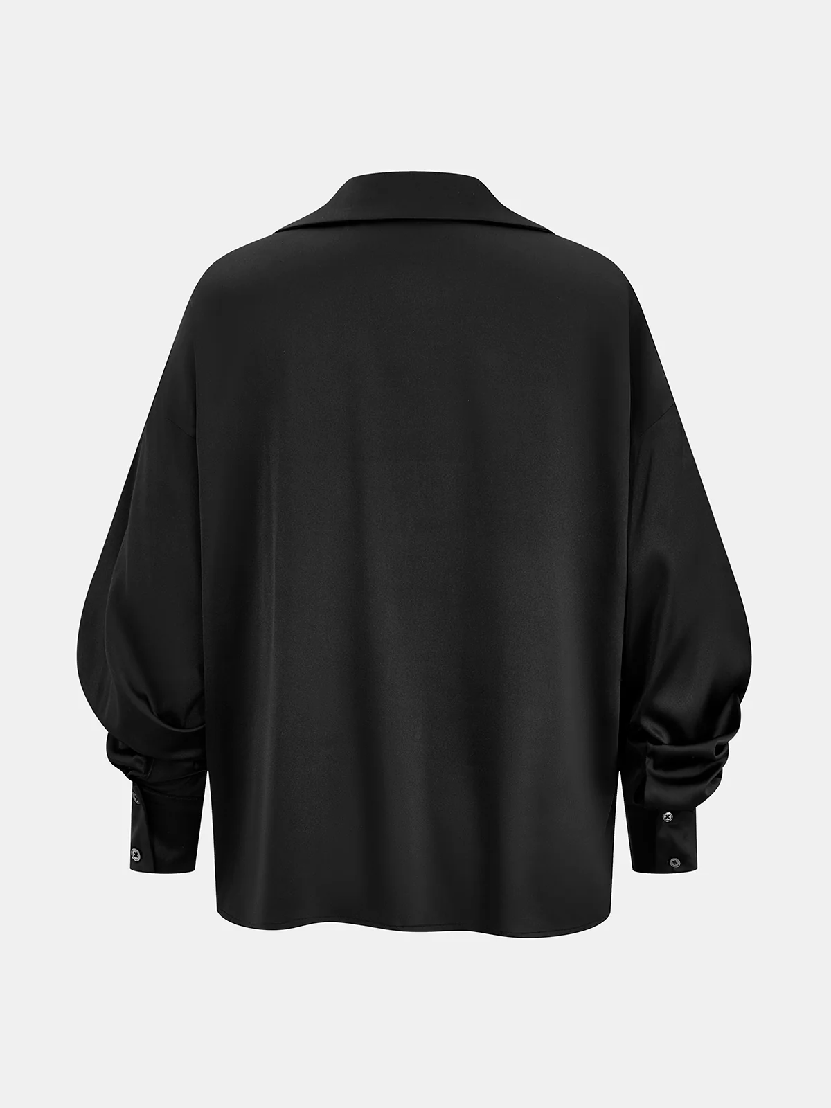 Satin Collared Lantern-Sleeve Blouse - Image 2