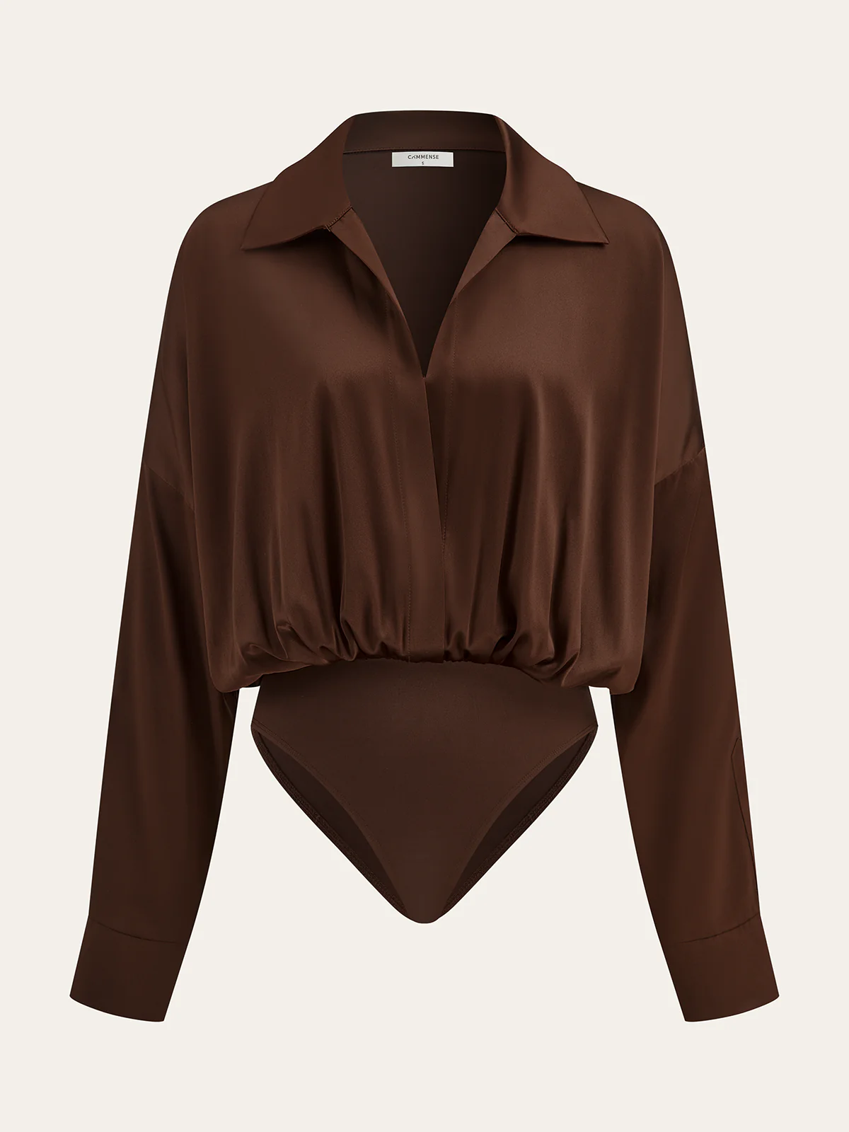 Satin Collared Long Sleeve Bodysuit