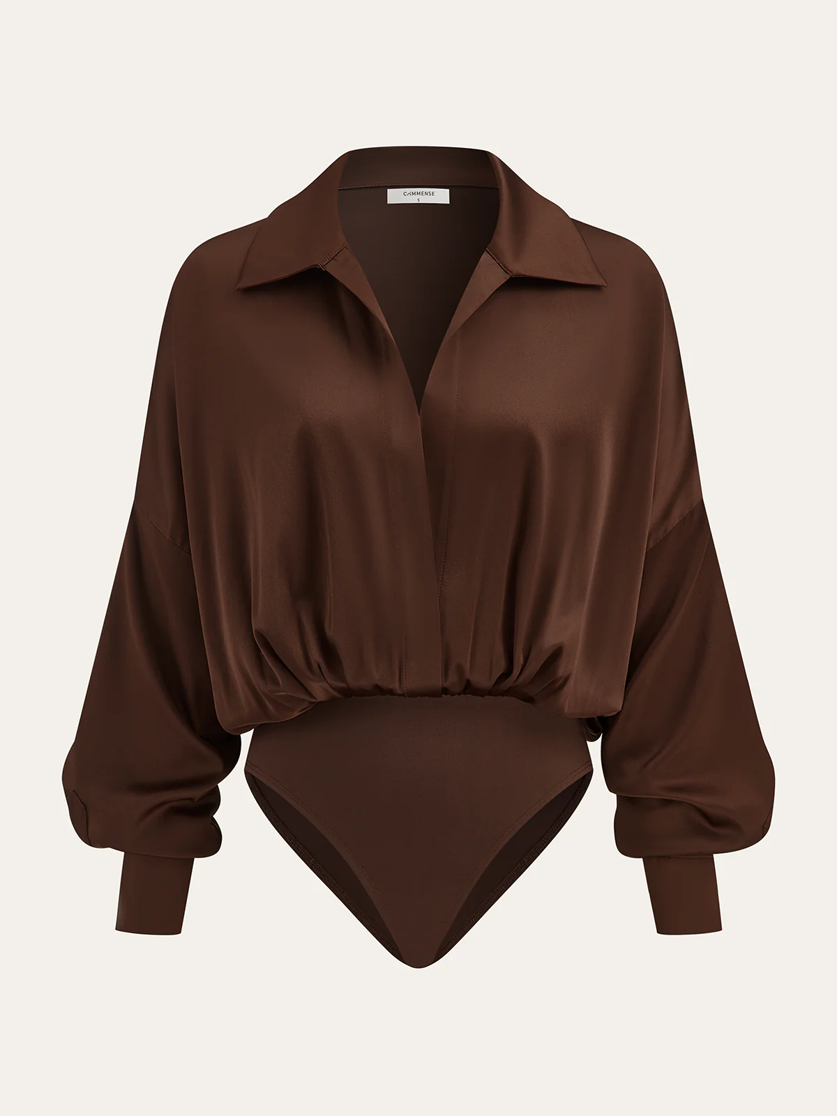 Satin Collared Long Sleeve Bodysuit - Image 3