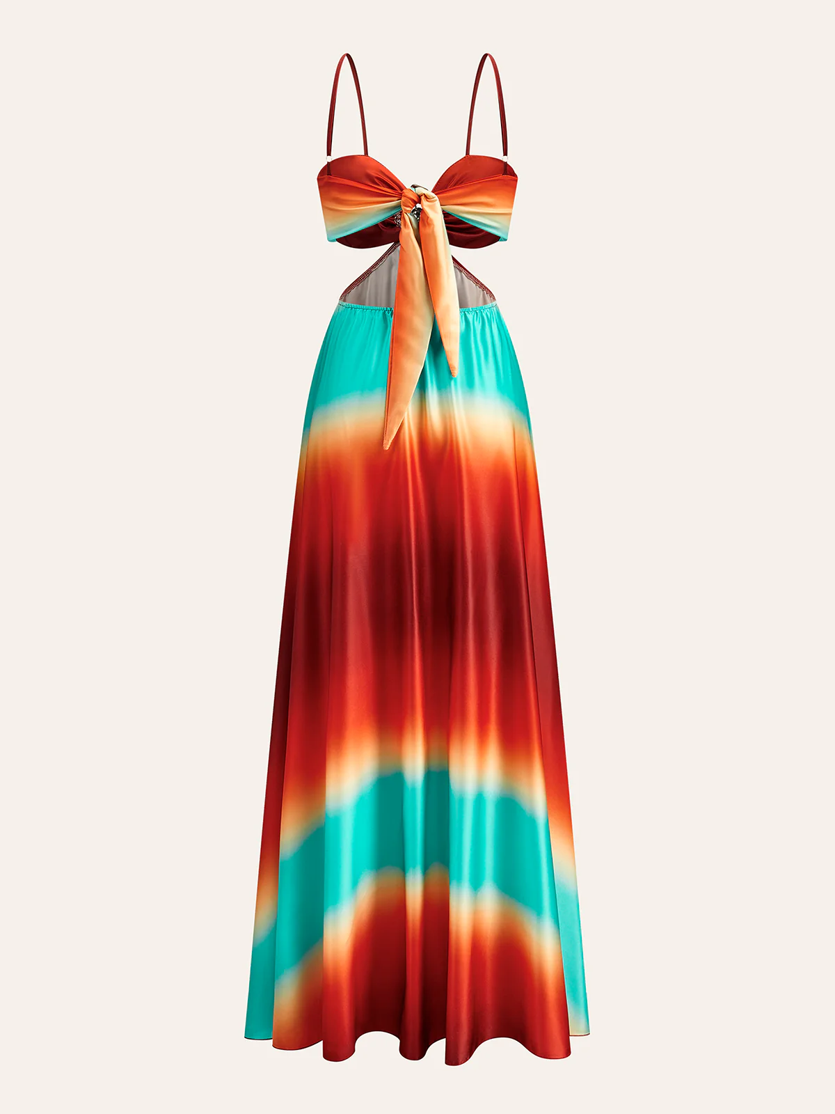Satin Cut-Out Waist Gradient Dress - Image 9