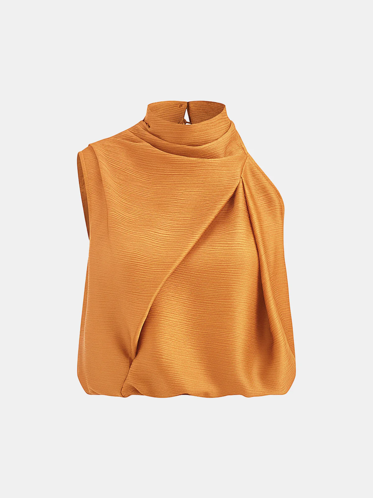 Satin Draped High Neck Sleeveless Top - Image 7