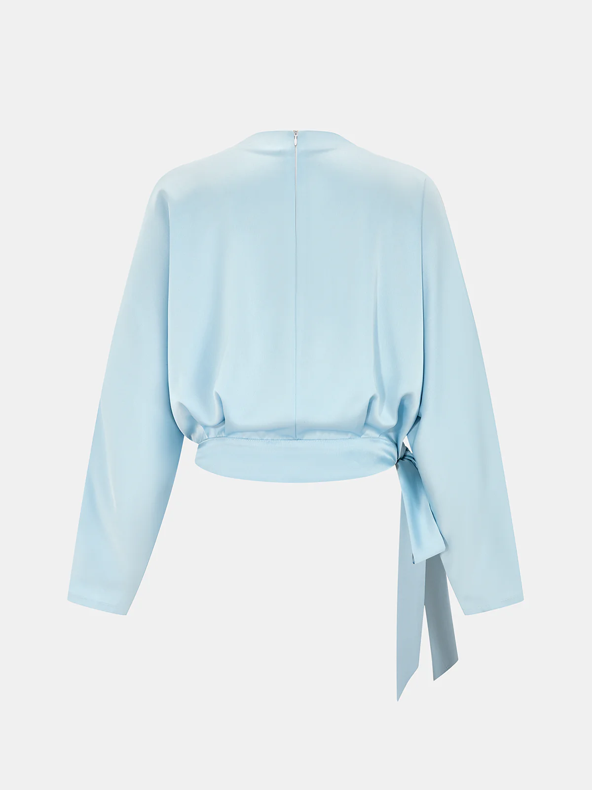 Satin Draped Knot-Waist Blouse - Image 2