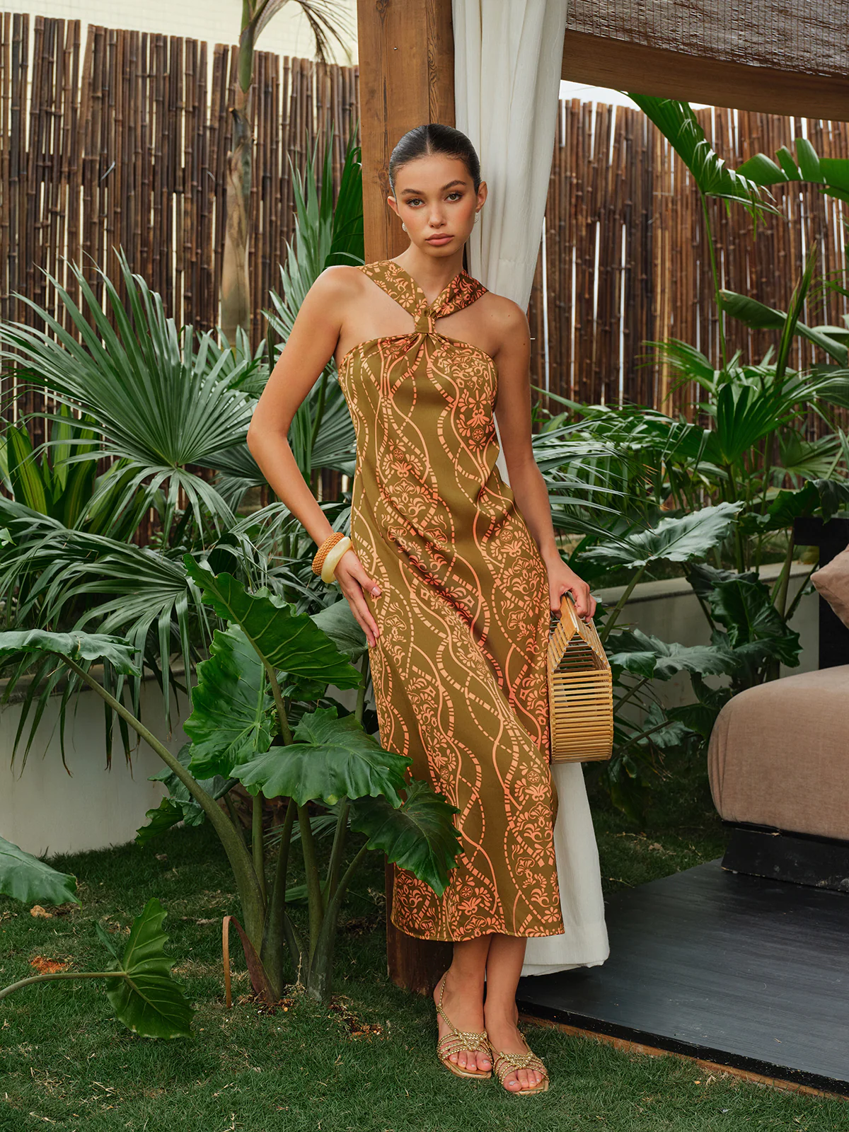Satin Halter Neck Dress - Image 3