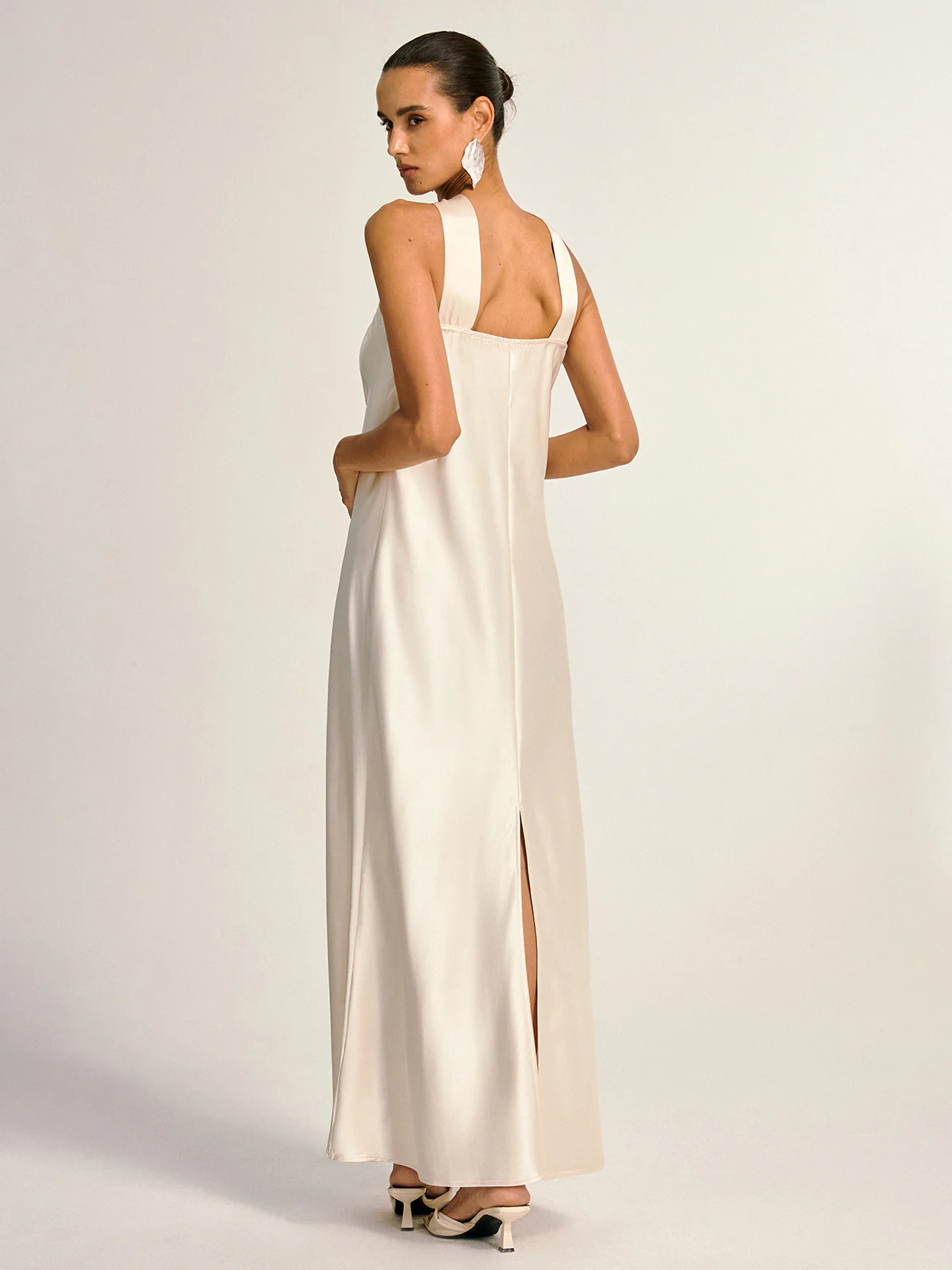 Satin Halter Neck Slit Back Maxi Dress - Image 5