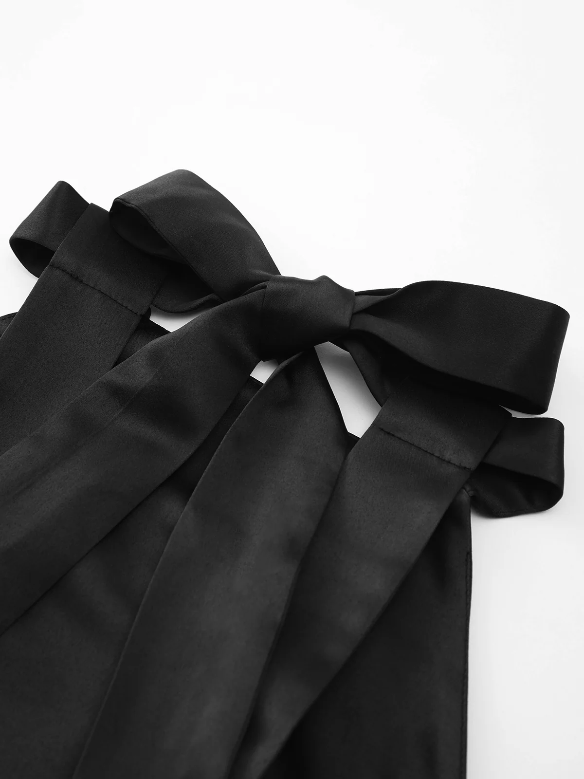 Satin Knotted Doule Pockets Open Back Pleated Mini Dress - Image 10