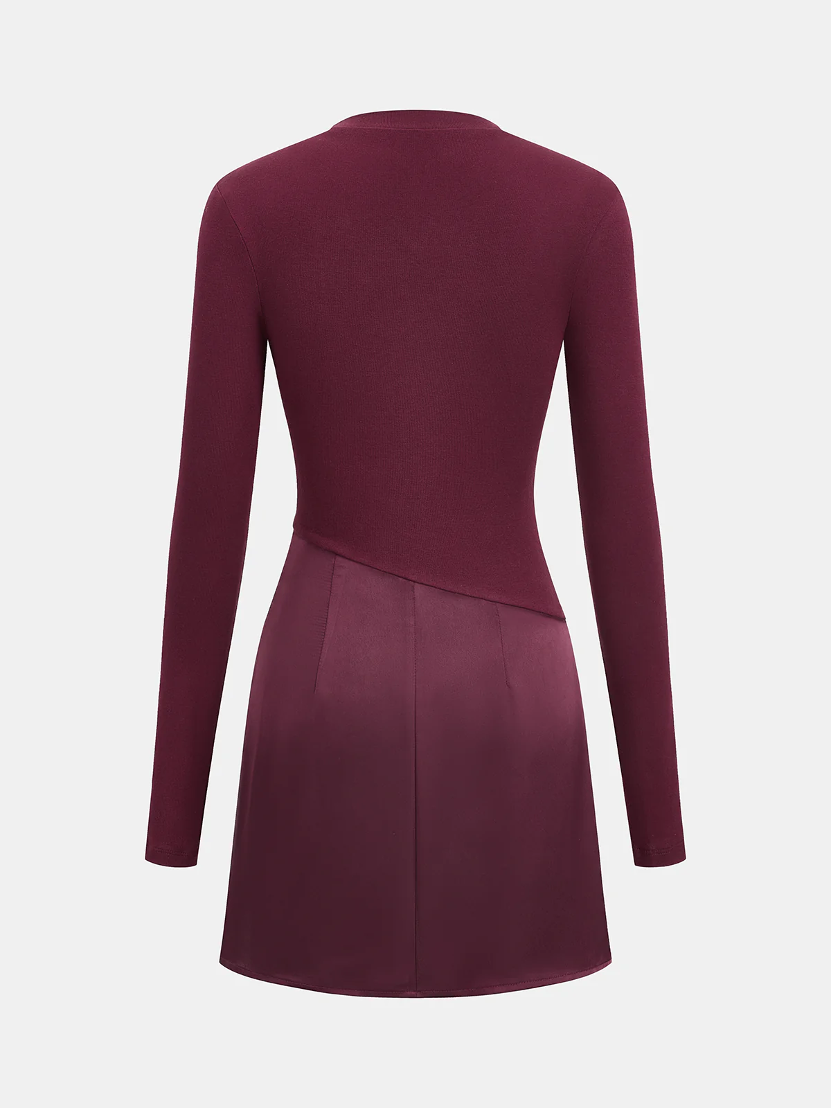 Satin Panel Long-Sleeve Fitted Mini Dress - Image 2
