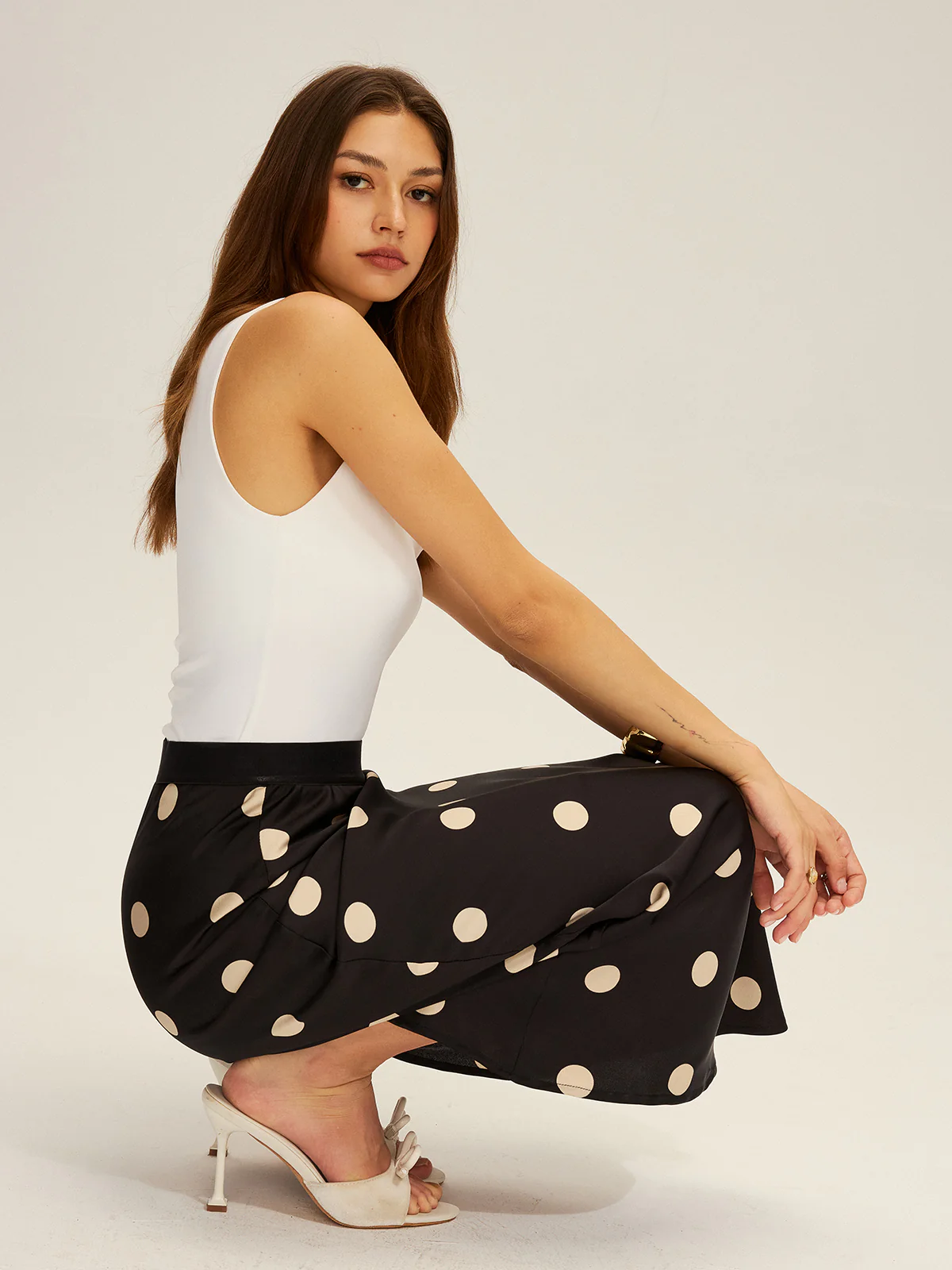 Satin Polka Dot Maxi Skirt - Image 3