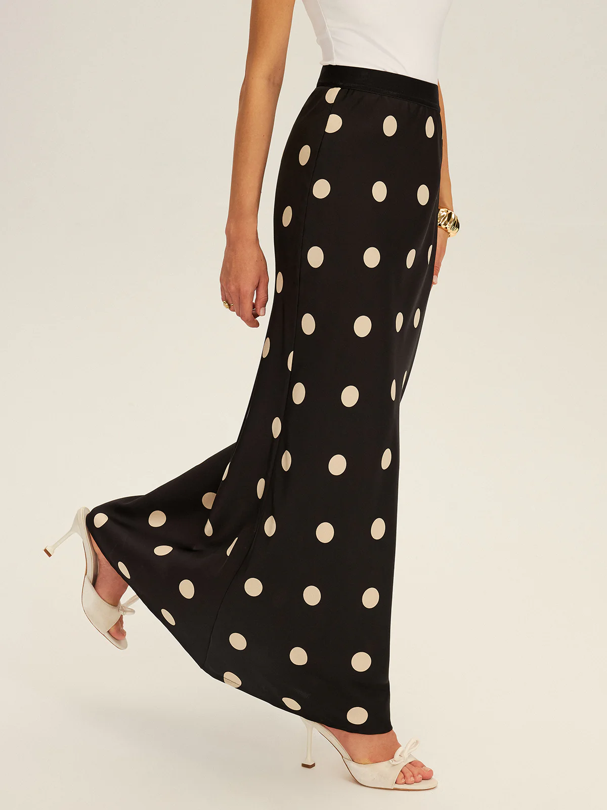 Satin Polka Dot Maxi Skirt - Image 6